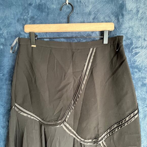 MarKenz Black Midi Ruffle Casual Breathable Skirt Womans Size 14 - Picture 4 of 7